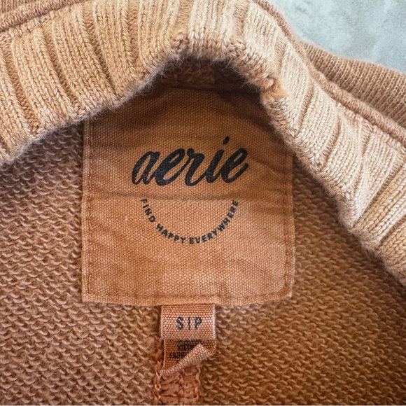 Aerie Raw Hem Pullover Sweatshirt Burt Orange Brown Cotton Blend Oversized Sz S - Picture 5 of 10